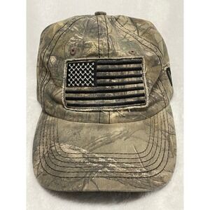 Caterpillar CAT Camo American Flag Patch Baseball Cap Hat Adjustable Mens Work